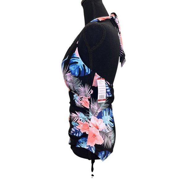 DKNY Ladies Halter Shirred Swimsuit Size XLarge Tummy Control New With Tags NWT - Picture 6 of 11